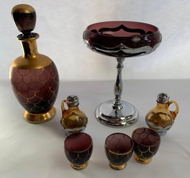 Farberware Chrome With Glass/  Gold Painted Glass