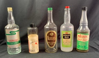 Assorted Vintage Barber Bottles  Glass & Plastic
