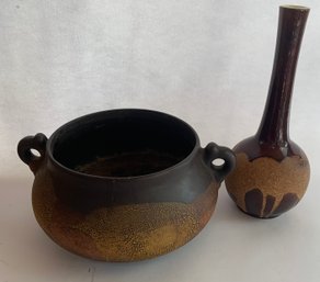 Planter/ Vase Royal Haeger MCM Brown With Tan Drip Glaze