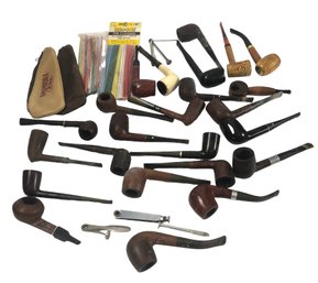 Assorted Vintage Smoking Pipes And Accessories