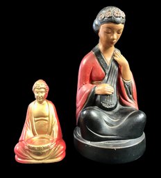 Alexander Backer Co Seated Musician Figurine/ Small Buddha