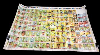 Two  Uncut Sheets Reprints Big League Chewing Gum Baseball Cards. Some Damage From Water & Creases Age Unknown