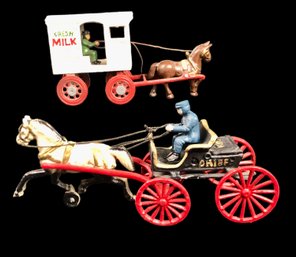 Cast Iron Milk Delivery Cart / Horse With Carriage