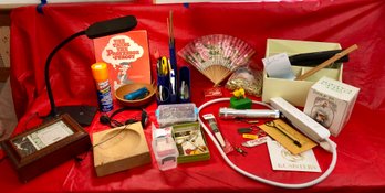 Large Assortment Of Items- Desk Lamp, Music Box, Golf TP & More
