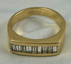 14k Gold Diamond Baguette Ring Size 8.5