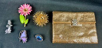 Whiting Davis Mesh Small Purse & Costume Jewelry