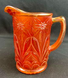 Imperial Glass Marigold Poinsettia Pitcher 6.25 Inches Tall