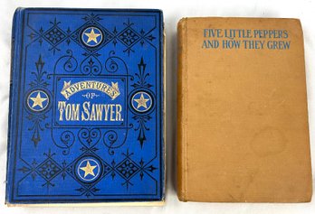 Vintage  Young Peoples Books,- Tom Sawyer, Five Little Peppers