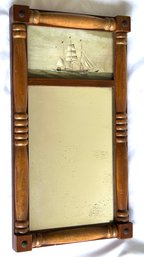 Small Vintage Mirror With Whaling Ship