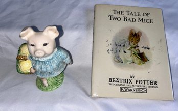 Beatrix Potter Lot- Little Pig Robinson Figurine/ Bad Mice Book