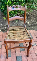 Caned Seat Antique Chair- Carved Rose
