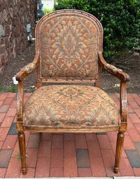 Antique  Carved And Upholstered Side Chair With Arms