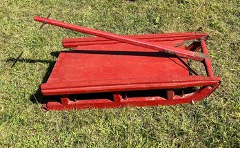 Handmade Red Painted Pull Sled