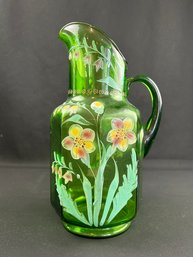 EAPG Victorian Hand Painted Pitcher 11.75