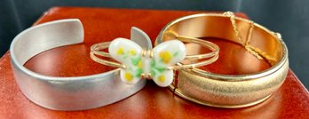 3 Bangle Bracelets- Napier/ Pewter/ Butterfly