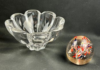 Mikasa Zinnia Crystal Candy Dish &  Glass Paperweight