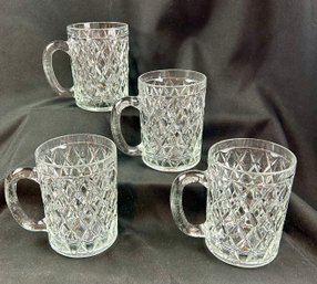 Set Of 4 Paul Sebastian Inc. 12 Oz Lead Crystal Mugs Diamond Cut