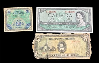 Foreign Money- France, Canada, Japanese Occupation