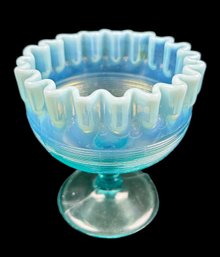 Northwood Spool Footed Blue Opalescent Jelly Compote