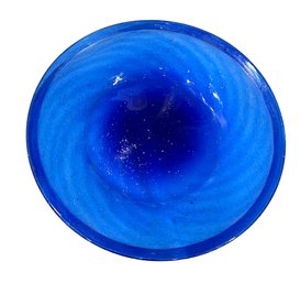 4 Vintage Handblown Cobalt Blue Swirl  Plates