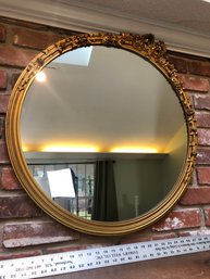 Gold Framed Oval Mirror, 26 Inches In Diameter