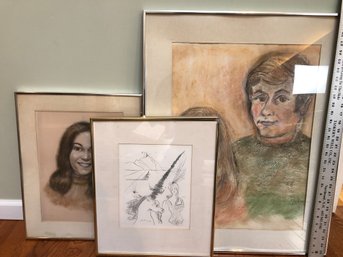 3 Pencil Or Pastel Portraits