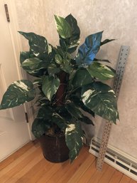 Faux Plant In Metal Pot, Over 3 Feet Tall
