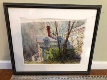 Picture Appears To Be Original Watercolor Of House, Dirty