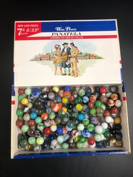 Lot Of Vintage Marbles In William Penn Cigar Box