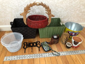 Lot Of Items, Baskets,  Containers, Woof Hook