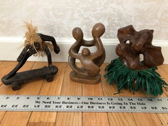 Wood And Stone Statues, Elephant, Skateboard
