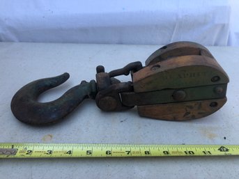 Vintage Wood Pulley Approximately 13 Inches Long