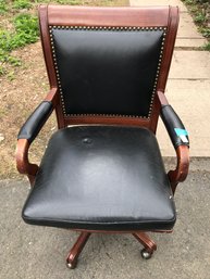Wood And Leather Executive Rolling Chair