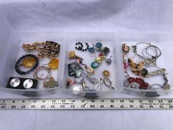 Costume Jewelry Lot With Small 2 Drawer Case