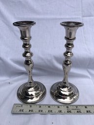 Pair Of Nice Silver Colored Candle Stick Holders