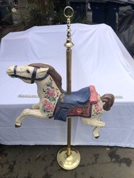 Painted Carousel Horse On Pole, Approximately 5 Feet Tall,