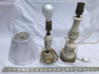 2 Vintage Ceramic Lamps, Untested , Small Shade