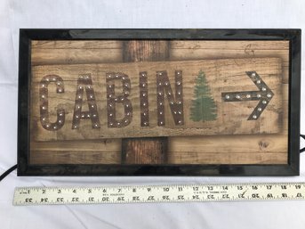 Hanging Plastic Sign, Plug-in Lights Up Cabin With Blinking Arrow, Needs Cleaning