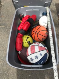 Extra Large Tote Filled With Frisbees Basketballs Soccer Etc.