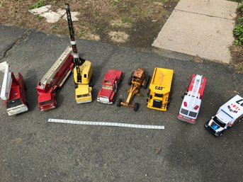 8 Large Trucks, Five Metal, Three Plastic, Dirty, Untested