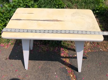 Sturdy White Wood Table, Needs Refinishing, Approximately 22 Inches Tall By 24 Inches Long, 13 Inches Wide