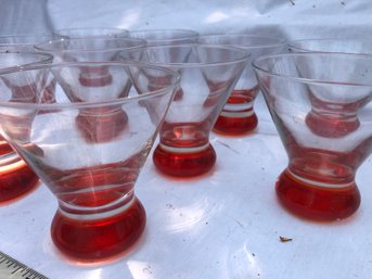 10 Red Colored Base Glasses,