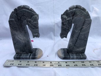 Pair Of Unks Horse Stone, Bookends,  7 1/2 Inches High