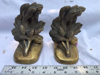 Pair Of Heavy Metal Pinecone Bookends By Philadelphia Manufacturing Company PMG 86