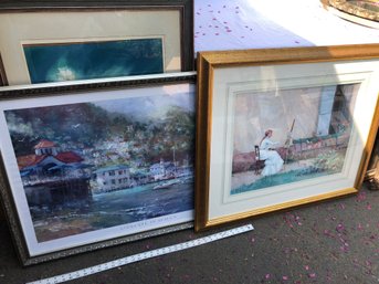 Lot Of 4 Larger Prints, See Pictures, Frames May Have Scratches, And Wear.