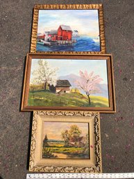 3 Old Original Paintings, Needs Cleaning, Frames Have Wear