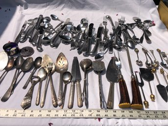 Lot Of Stainless And Silver Plate, And Various Other Utensils