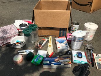 Miscellaneous Box Of Various Kitchen And Household Items, See Pics