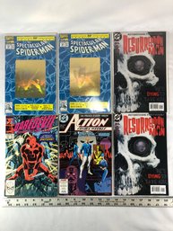 6 Comic Books, 30th Anniversary Super Spider-Man, Resurrection Man, Daredevil, Action Comics