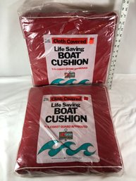 2 Vintage Kmart Cloth Covered Life Saving Boat Cushions